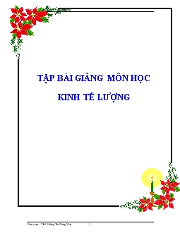 Tập bài giảng môn học Kinh tế lượng