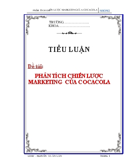 Tiểu luận Phân tích chiến lược Marketing của Cocacola