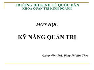 Tổng quan về kỹ năng quản trị