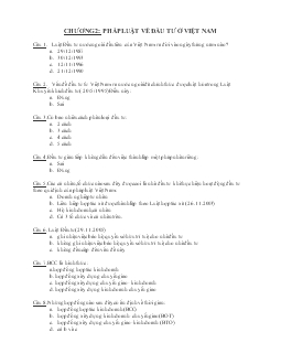 Trắc nghiệm Luật kinh tế - Chương 2: Pháp luật về đầu tư ở Việt Nam