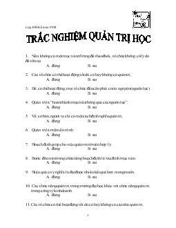 Trắc nghiệm Quản trị học