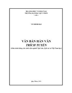 Văn bản Hán Văn trích tuyển (Giáo trình dùng cho sinh viên ngành Ngữ văn, Lịch sử và Việt Nam học)