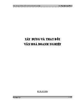 Xây dựng và thay đổi văn hóa doanh nghiệp