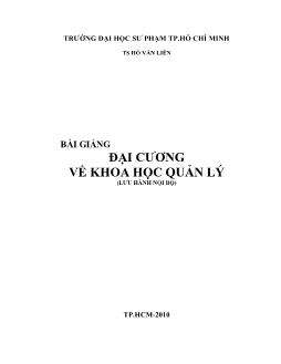 Bài giảng Đại cương về khoa học quản lý