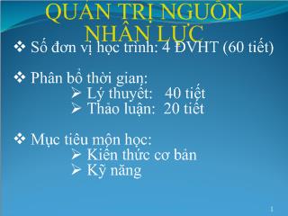 Bài giảng Quản trị nguồn nhân lực