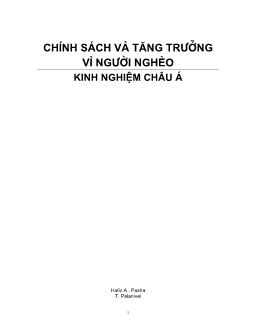 Chính sách và tăng trưởng vì người nghèo - Kinh nghiệm châu Á