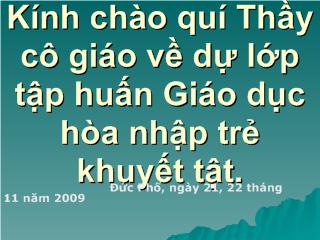 Dạy học hòa nhập trẻ khuyết tật