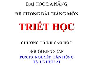 Đề cương bài giảng Triết học - Chương 1: Triết học và vai trò của triết học trong đời sống xã hội