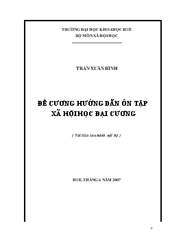 Đề cương hướng dẫn ôn tập xã hội học đại cương