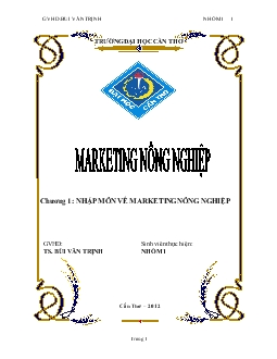 Marketing nông nghiệp - Chương 1: Nhập môn về Marketing nông nghiệp