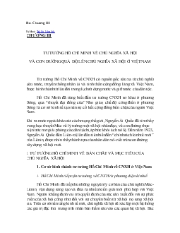 Tư tưởng Hồ Chí Minh - Chương 3: Tư tưởng Hồ CHí Minh về chủ nghĩa xã hội và côn đường quá độ lên chủ nghĩa xã hội ở Việt Nam