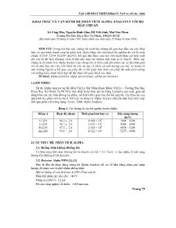 Báo cáo Khoa học Khai thác và vận hành hệ phân tích alpha analysyt với bộ mẫu chuẩn