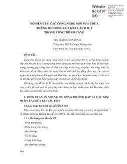 Báo cáo Khoa học Nghiên cứu các công nghệ mới sửa chữa những hư hỏng của kết cấu bê tông cốt thép trong công trình cảng