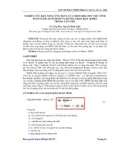 Báo cáo Khoa học Nghiên cứu khả năng ứng dụng của Srim-2006 cho việc tính toán năng suất hãm và quãng chạy hạt Alpha trong vật liệu