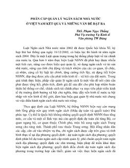 Báo cáo Khoa học Phân cấp quản lý ngân sách nhà nước ở Việt Nam kết quả và những vấn đề đặt ra