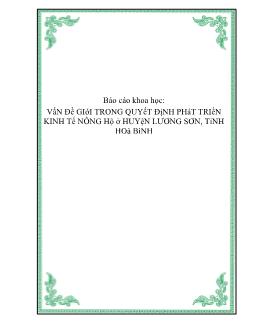 Báo cáo Khoa học Vấn đề giới trong quyết định phát triển kinh tế nông hộ ở huyện Lương Sơn, tỉnh Hoà Bình