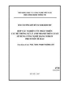 Báo cáo Hợp tác nghiên cứu phát triển các hệ thống xử lý ảnh nhanh trên cơ sở áp dụng công nghệ mạng nơ ron phi tuyến tế bào