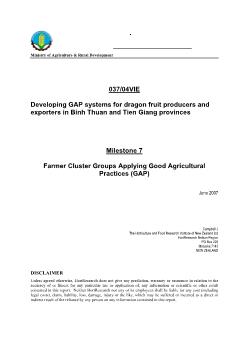 Báo cáo Nghiên cứu khoa học Developing GAP systems for dragon fruit producers and exporters in Binh Thuan and Tien Giang provinces