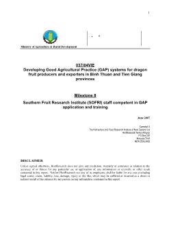 Báo cáo Nghiên cứu khoa học Developing Good Agricultural Practice (GAP) systems for dragon fruit producers and exporters in Binh Thuan and Tien Giang provinces