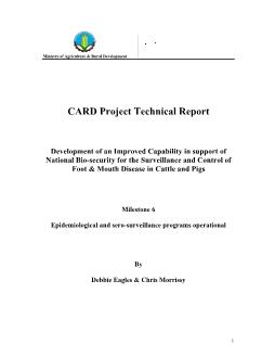 Báo cáo Nghiên cứu khoa học Development of an improved capability in support of national bio-security for the surveillance and control of foot and mouth disease in cattle and pigs