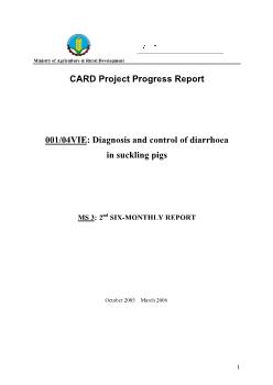 Báo cáo Nghiên cứu khoa học Diagnosis and control of diarrhoea in suckling pigs: 2nd six monthly report