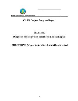 Báo cáo Nghiên cứu khoa học Diagnosis and control of diarrhoea in suckling pigs: Vaccine produced and efficacy tested