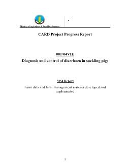 Báo cáo Nghiên cứu khoa học Diagnosis and control of diarrhoea in suckling pigs: Farm data and farm management systems developed and implemented