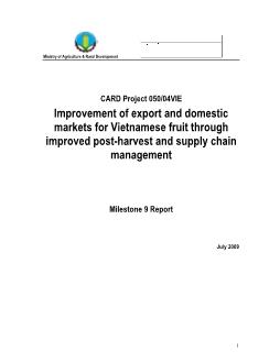 Báo cáo Nghiên cứu khoa học Improvement of export and domestic markets for Vietnamese fruit through improved post-Harvest and supply chain management