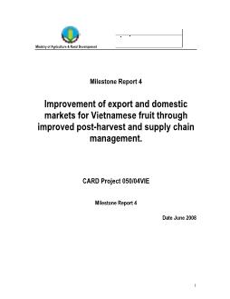 Báo cáo Nghiên cứu khoa học Improvement of export and domestic markets for Vietnamese fruit through improved post-Harvest and supply chain management: CARD Project 050/04VIE