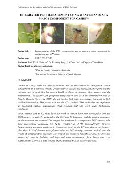 Báo cáo Nghiên cứu khoa học Integrated pest management using weaver ants as a major component for cashew