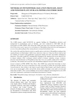 Báo cáo Nghiên cứu khoa học Methods of phytophthora isolation from soil, root and infested plant of black pepper and other crops