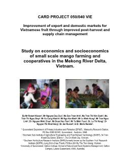Báo cáo Nghiên cứu khoa học Study on economics and socioeconomics of small scale mango farming and cooperatives in the Mekong River Delta, Vietnam