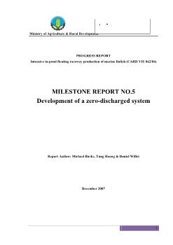 Báo cáo Nghiên cứu khoa học Towards Zero Discharge of Wastewater from Floating Raceway Production Ponds (Milestone No. 5)