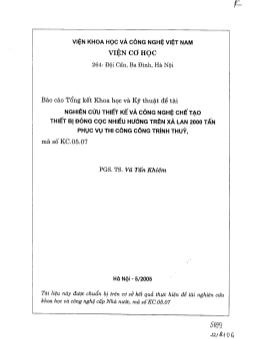 Báo cáo Nghiên cứu thiết kế và công nghệ chế tạo thiết bị đóng cọc nhiều hướng trên xà lan 2000 tấn phục vụ thi công công trình thủy