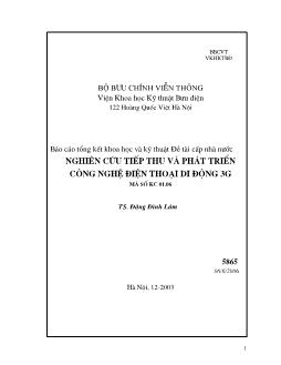 Báo cáo Nghiên cứu tiếp thu và phát triển công nghệ điện thoại di động 3g