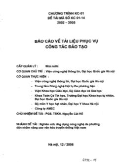 Báo cáo Nghiên cứu ứng dụng công nghệ đa phương tiện nhằm nâng cao văn hóa truyền thống Việt Nam