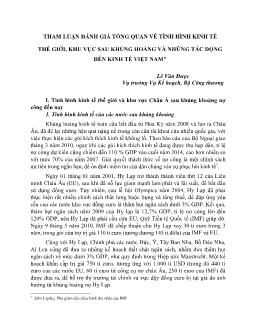 Báo cáo Tham luận đánh giá tổng quan vê tình hình kinh tế thế giới, khu vực sau khủng hoảng và những tác động đến kinh tế Việt Nam