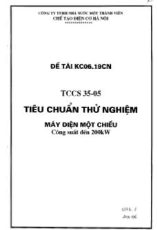 Báo cáo Tiêu chuẩn thử nghiệm Máy điện một chiều công suất đến 200kW