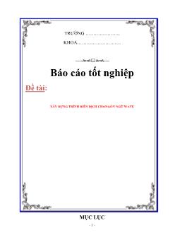 Báo cáo Xây dựng trình biên dịch cho ngôn ngữ wave