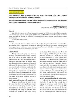Chuyên đề Các nhân tố ảnh hưởng đến cấu trúc tài chính của doanh nghiệp chế biến thủy sản Khánh Hòa