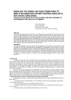 Đề tài Đánh giá tác động của hoạt động kinh tế biển ở Đà Nẵng đối với môi trường vùng bờ và sức khoẻ cộng đồng