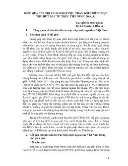 Đề tài Hiệu quả của FDI và đòi hỏi việc thay đổi chiến lược thu hút đầu tư trực tiếp nước ngoài