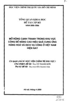 Đề tài Mở rộng cạnh tranh trong khu vực công để nâng cao hiệu quả cung ứng hàng hóa và dịch vụ ở Việt Nam hiện nay