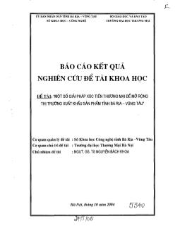 Đề tài Một số giải pháp xúc tiến thương mại để mở rộng thị trường xuất khẩu tỉnh Bà Rịa Vũng Tàu