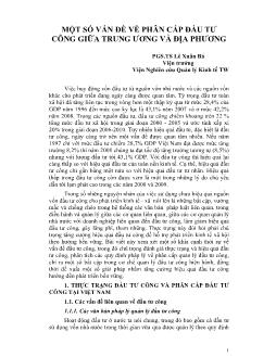 Đề tài Một số vấn đề về phân cấp đầu tư công giữa trung ương và địa phương