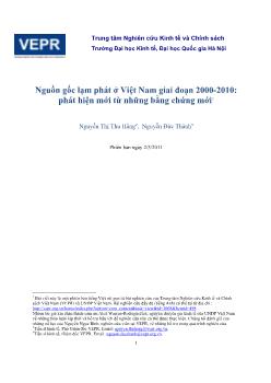 Đề tài Nguồn gốc lạm phát ở Việt Nam giai đoạn 2000-2010: phát hiện mới từ những bằng chứng mới