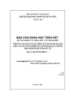 Đề tài Những giải pháp giảm thiểu rủi ro kinh doanh cho các doanh nghiệp Hà Nội trong quá trình hội nhập kinh tế quốc tế