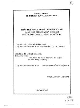 Đề tài Phát triển dịch vụ hỗ trợ kinh doanh hàng hóa trên địa bàn miền núi nhất là vùng sâu vùng xa nước ta