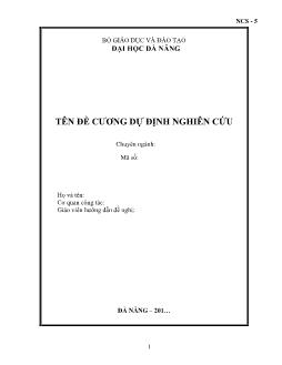 Đề tài Tên đề cương dự định nghiên cứu thi nghiên cứu sinh