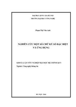 Khóa luận Nghiên cứu một số chữ ký số đặc biệt và ứng dụng